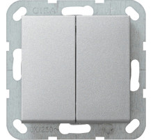 Gira S-55 Алюминий Переключатель 2-клавишный нажимной (клавиши с самовозвратом)