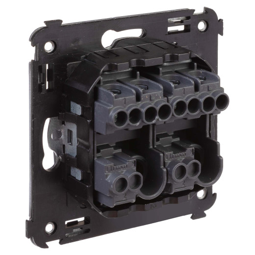 Выключатель двухклавишный в стену, Avanti, черный матовый