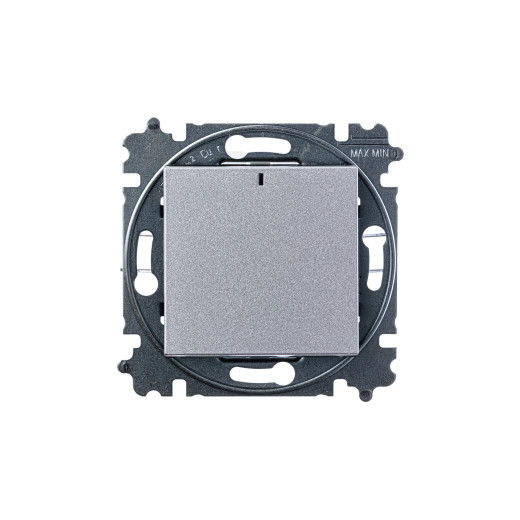 Переключатель одноклавишный с подсветкой ABB Levit ориентационная серебро / дымчатый чёрный