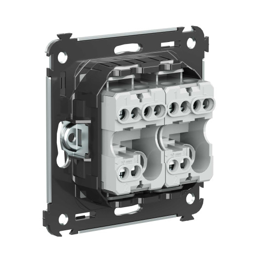 Переключатель двухклавишный в стену, Avanti, черный матовый