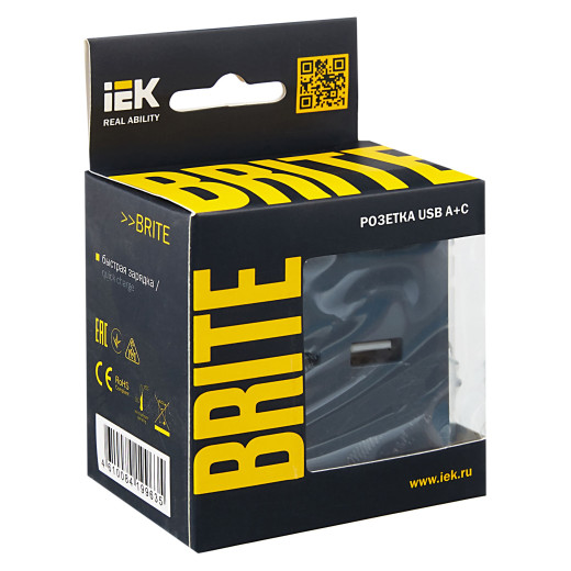 BRITE Роз. USB A+C 18Вт РЮ11-1-БрМ мар. IEK