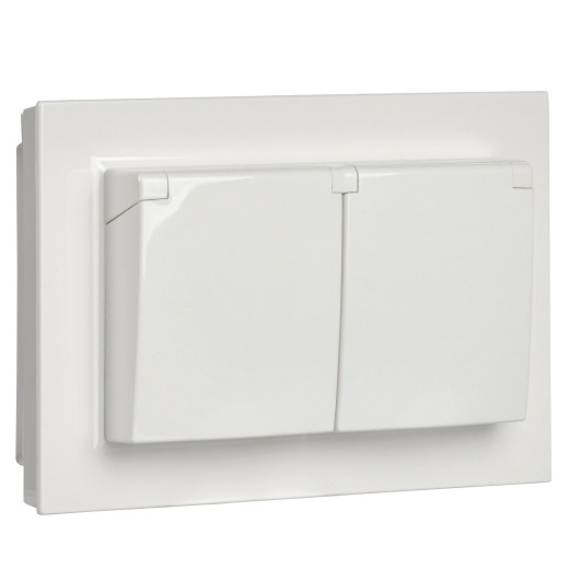 BRITE Роз. 2-я с кр. 16А в сб IP44 РСбш12-3-44-БрБ бел. IEK