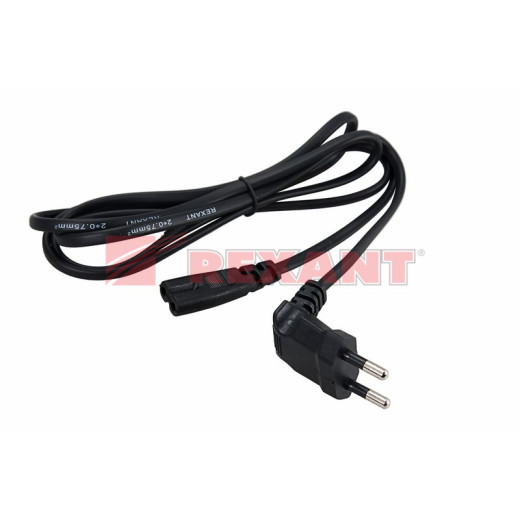 Шнур сетевой, вилка угловая  СЕЕ 7/16 - разъем IEC 320 C7, кабель 2x0,5 мм², длина 1,5 метра (PE пакет) REXANT