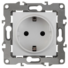 ЭРА Розетка Серия 12 12-2102-01 с заземлением 2P+E Schuko со шторками 16A-250В IP20 белый