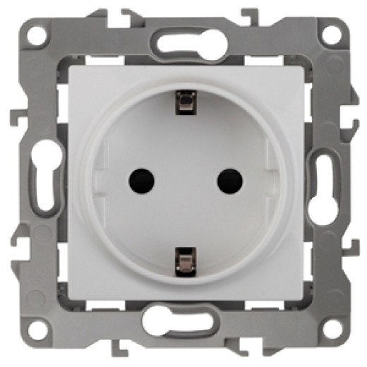 Розетка ЭРА Серия 12 12-2102-01 с заземлением 2P+E Schuko со шторками 16A-250В IP20 белый