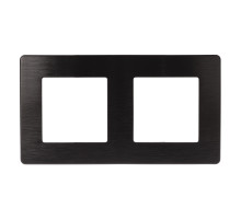 ЭРА Рамка для розеток и выключателей Серия 12 12-5102-06 на 2 поста, Сатин, чёрный