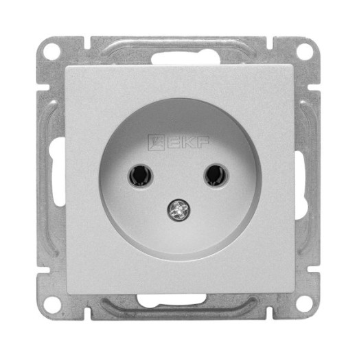 Механизм розетки, 16А, без заземления, без шторок, алюминий Эпика EKF