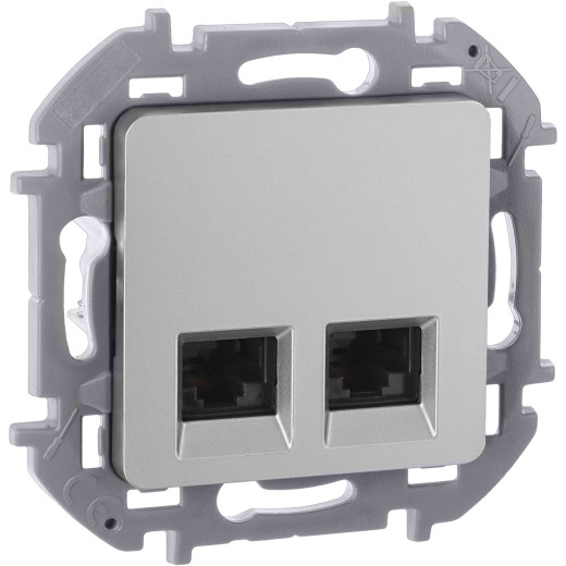 Розетка компьютерная двойная RJ45 категория 6 UTP - Legrand/Daccord Inspiria - алюминий