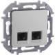 Розетка компьютерная двойная RJ45 категория 6 UTP - Legrand/Daccord Inspiria - алюминий