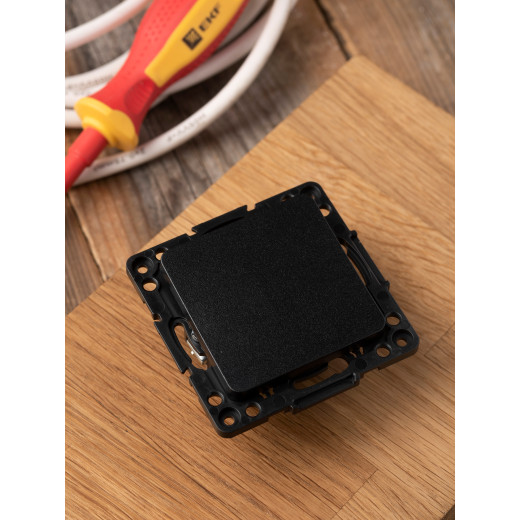 Стокгольм Механизм Выключателя 1-кл. проходного 10А автоматические клеммы черный EKF PROxima