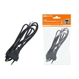 TDM Шнур с плоской вилкой ШУ02 ШВВП 2х0,75мм2 1,7 м. черный