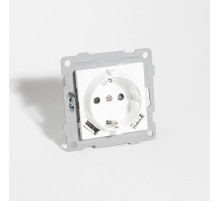 Розетка электрическая 2К+З/2xUSB A, 125-250V (белый)