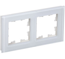 IEK BRITE DECOR Белый глянец стекло Рамка 2-м РУ-2-2-БрБ