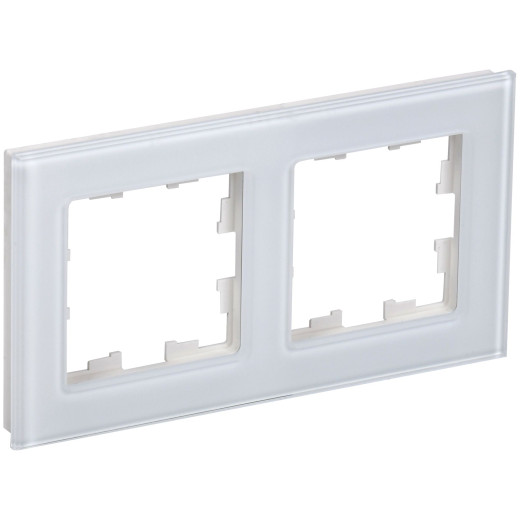 BRITE Рамка 2-мест. РУ-2-2-БрБ стекло бел. IEK