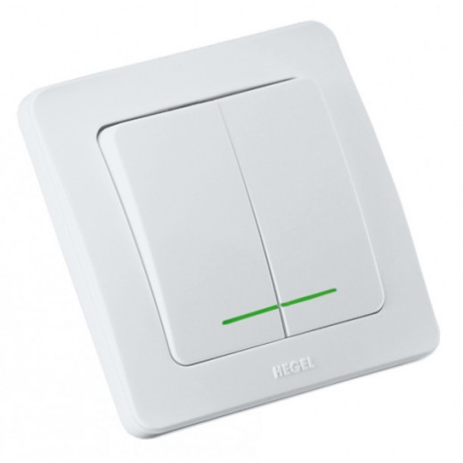 ВС16-352 Выключатель скрытой установки, двухклавишный, с индикацией, цвет белый