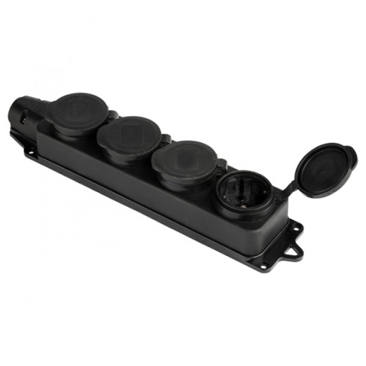 Розетка (колодка) четырехместная с защит. крышками каучуковая 230В 2P+PE 16A IP44 EKF Марс