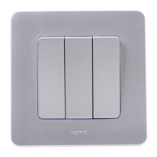 Выключатель трёхклавишный - Legrand/Daccord Inspiria - 10АХ 250В винтовые зажимы - алюминий