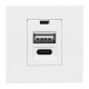 Розетка USB A+C, 2.1А, 2 гнезда, без индикатора, белая EKF