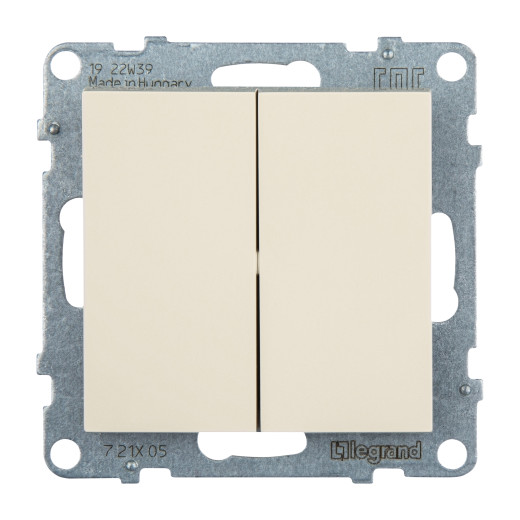 SUNO. Выключатель двухклавишный 10А 250В. Безвинтовые зажимы. Цвет 