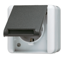 JUNG WG800 Розетка 2Р+З, н/у, серый IP44