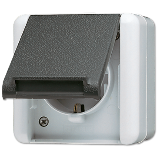 SCHUKO®-розетка 16 A / 250 B, накладной монтаж, пружинные зажимы, IP44, серый/графит, WG800