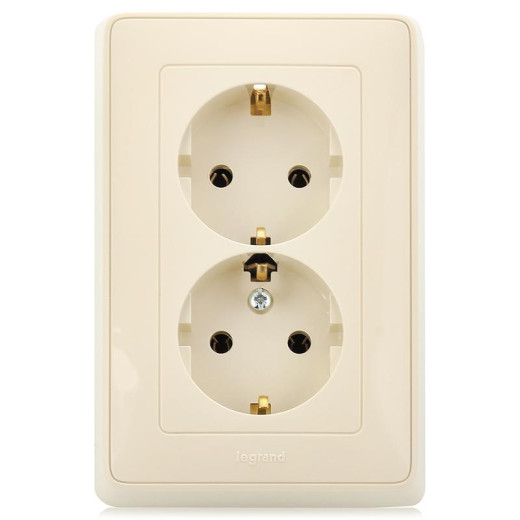 Cariva DIY Розетка 2x2К+З, нем. cт, слоновая кость