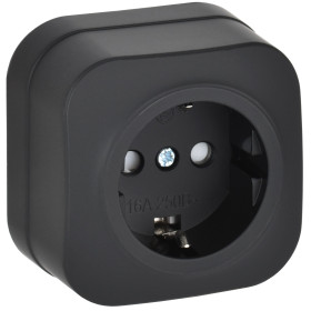 IEK GLORY Роз. с з/к/ш о/у 16А РСш20-3-ХЧм черн. м.