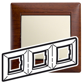 Legrand Valena Тонированное дерево Рамка 3-ая гориз.