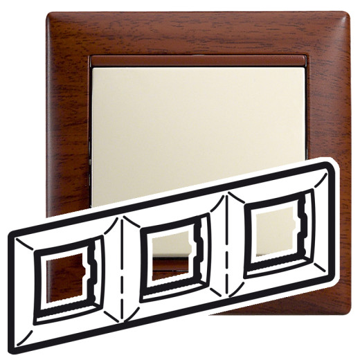 Рамка 3 поста - Legrand Valena - тонированное дерево