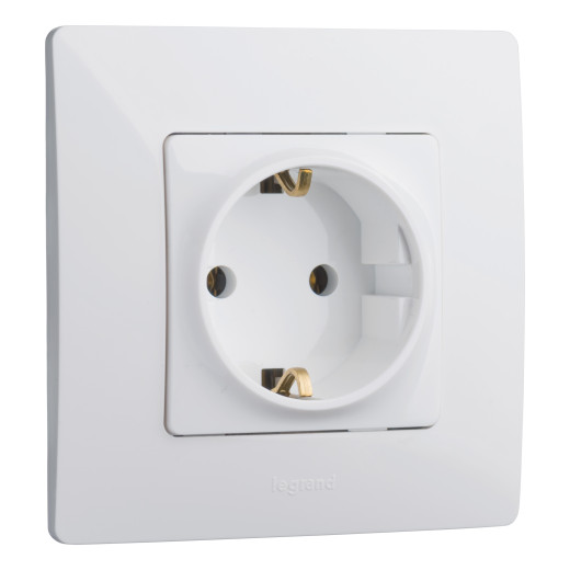 Розетка с заземлением - Legrand Etika - без шторок 16А 250В винтовые зажимы - белый
