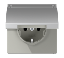 JUNG LS990 Алюминий Розетка штепсельная Schuko 16A 250V с полем для надписи и откидной крышкой