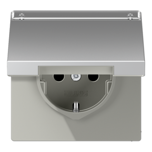 Штепсельная розетка SCHUKO 16A 250V~ с полем для надписи и откидной крышкой, алюминий