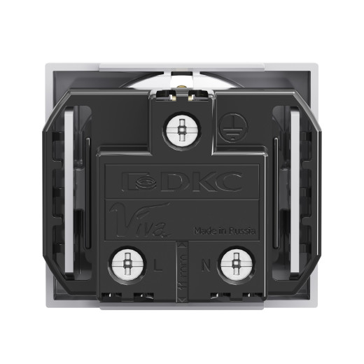 Розетка силовая 2Р+Е, со шторками, Viva, 2 мод., серая