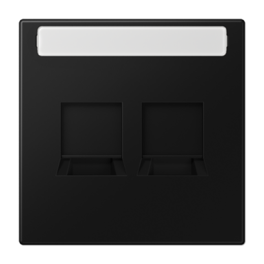 Плата (фиксация защёлкиванием) для двух модулей с полем для надписи, термопласт, черный матовый