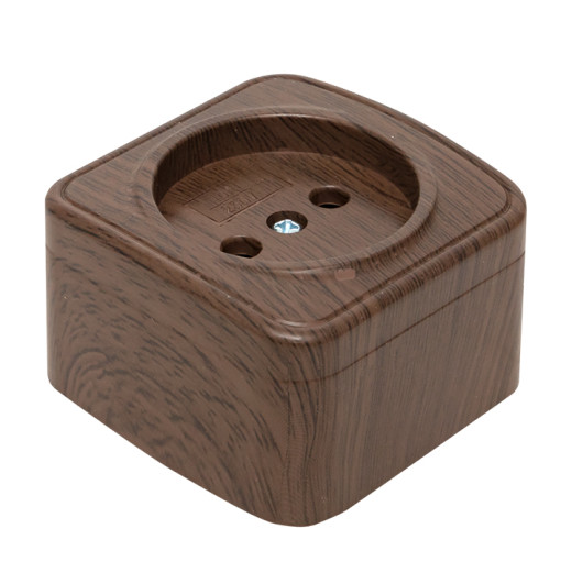 Розетка 1-местная ОП Минск 10А без заземления тёмное дерево EKF