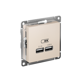 Systeme Electric AtlasDesign Беж USB, 5В, 1 порт x 2,1 А, 2 порта х 1,05 А, механизм