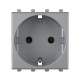 Розетка модульная, 2P+E, с з/ш, Avanti, закаленная сталь, 2 модуля