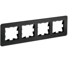 IEK BRITE DECOR Черный матовый стекло скругл.угол Рамка 4-м РУ-4-2-Бр RE