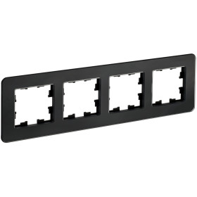 IEK BRITE DECOR Черный матовый стекло скругл.угол Рамка 4-м РУ-4-2-Бр RE