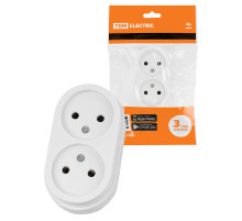 TDM Розетка двойная 2П открытой установки IP20 10А белая 