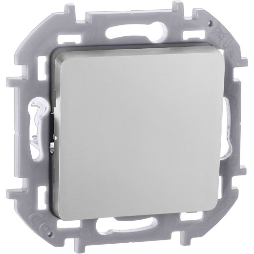 Выключатель кнопочный одноклавишный - Legrand/Daccord Inspiria - с нормально-открытым контактом 6А 250В безвинтовые зажимы - алюминий