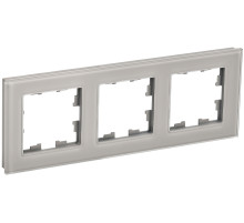 IEK BRITE DECOR Дымчатый глянец стекло Рамка 3-м РУ-3-2-БрД