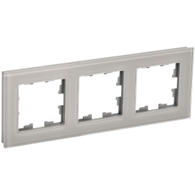 IEK BRITE DECOR Дымчатый глянец стекло Рамка 3-м РУ-3-2-БрД