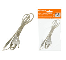 TDM Шнур с плоской вилкой с вырезом ШУ04 ШВВП 2х0,75мм2 1,7 м. прозрачный