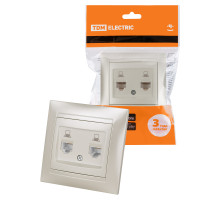 TDM Розетка компьютерная двойная RJ45 перламутр 