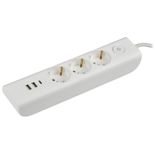 MODERN Удлинитель У03В с/з 2м 3х1мм2 16А/250В USBх3 бел. IEK