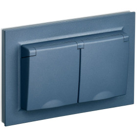 IEK BRITE Маренго Розетка 2-я с кр. 16А в сборе IP44 РСбш12-3-44-БрМ