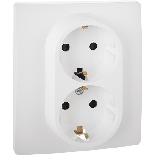 Розетка двойная с заземлением - Legrand/Daccord Inspiria - со шторками в сборе 16А 250В винтовые зажимы - белый