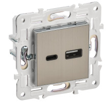 IEK SKANDY Никель Розетка USB A+C 18Вт SK-R13N