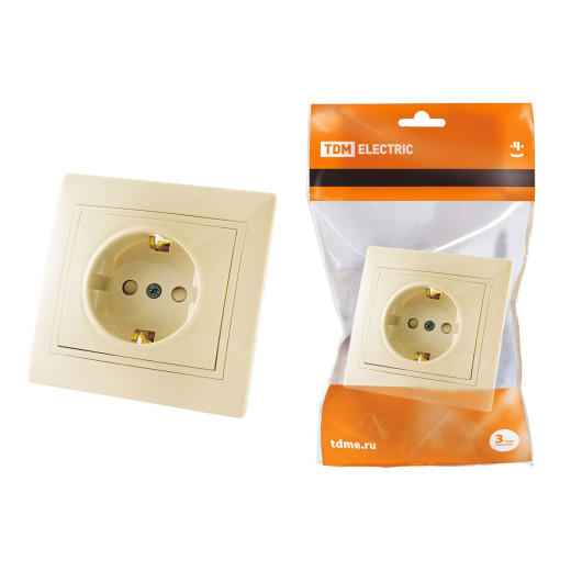 Розетка 2П+З с защ. шт. 16А 250В (основание керамика) сл. кость 